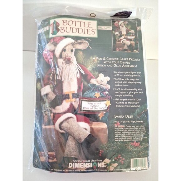 Dimensions Other - Dimensions Bottle Buddies Santa Deer Craft Kit 13" 1997 #62125